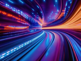 Obraz premium Vibrant and dynamic abstract light trails in motion