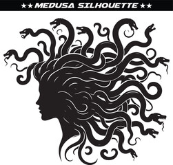 Mythical medusa silhouette vector illustration