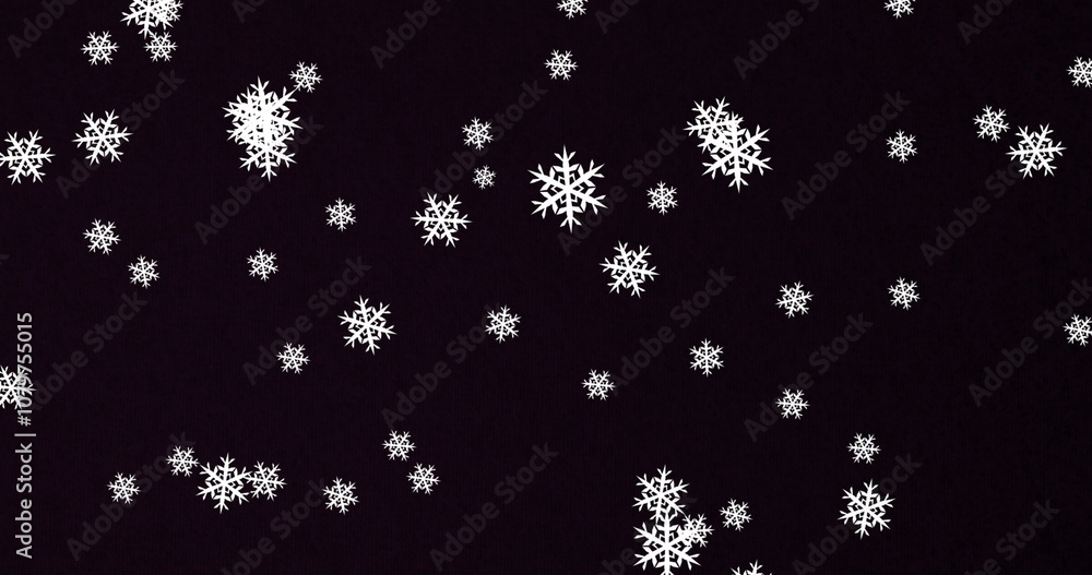 Poster digital image of multiple snowflakes icons against black background