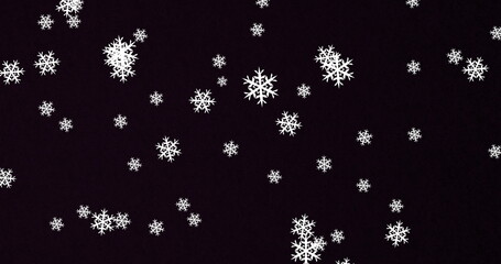 Digital image of multiple snowflakes icons against black background