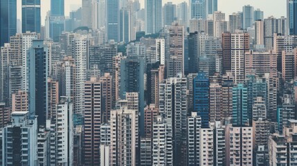 Fototapeta premium A dense urban skyline with countless high-rise buildings.