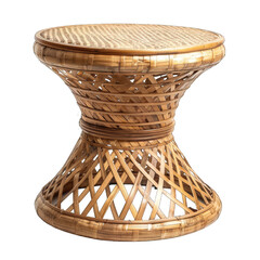Bamboo wicker table isolated on transparent background