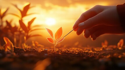 Fototapeta premium Gentle Handling of Small Plant with Tweezers in Lab