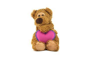 Cute Teddy Bear Holding a Heart Plush Toy