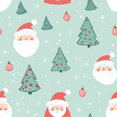Cute Christmas Santa Claus Seamless Pattern l Happy Santa Background Cute Decoration l Fun Xmas Design Decor Wallpaper