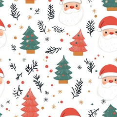 Obraz premium Cute Christmas Santa Claus Seamless Pattern l Happy Santa Background Cute Decoration l Fun Xmas Design Decor Wallpaper