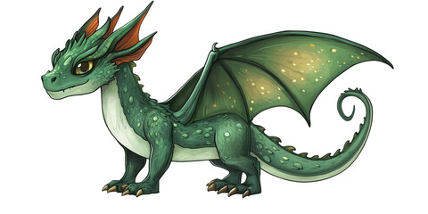Fototapeta premium A vibrant fantasy dragon illustration with vivid colors and intricate details. transparent background