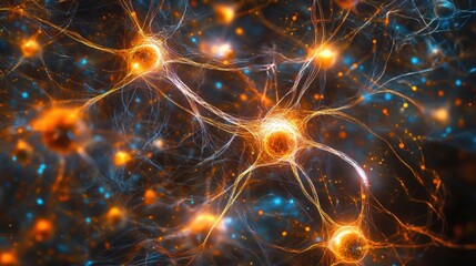 Fototapeta premium Glowing neural network connections in the brain