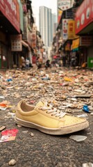 Lost Shoe in a City Street