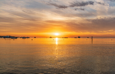 Beautiful red and orange sunrise over the sea.