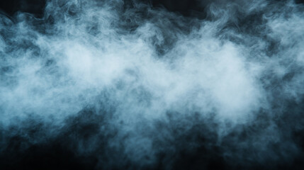 Fototapeta premium Abstract blue and white smoke cloud on a black background.
