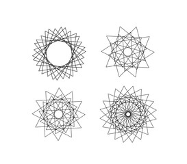 Spirograph patterns on a white background, vector illustration. PNG version. Templates for advertising courses in geometry, mathematics and other exact sciences