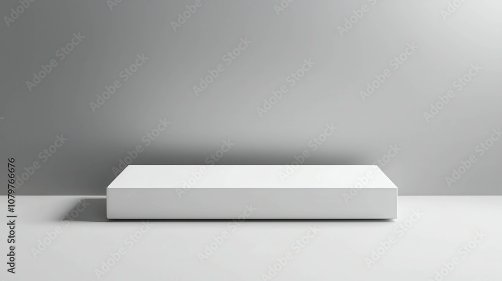 Poster minimalistic 3d product display stand with clean edges against a soft gray background for modern sho