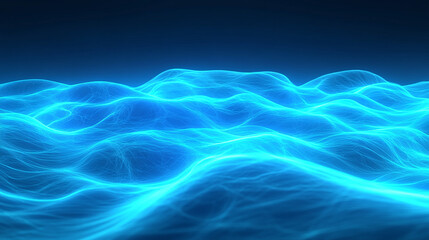 Obraz premium Abstract blue glowing wave background with flowing light lines.