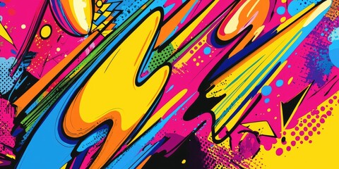 A close-up of a pop music album cover or promotional material featuring colorful and bold design elements.