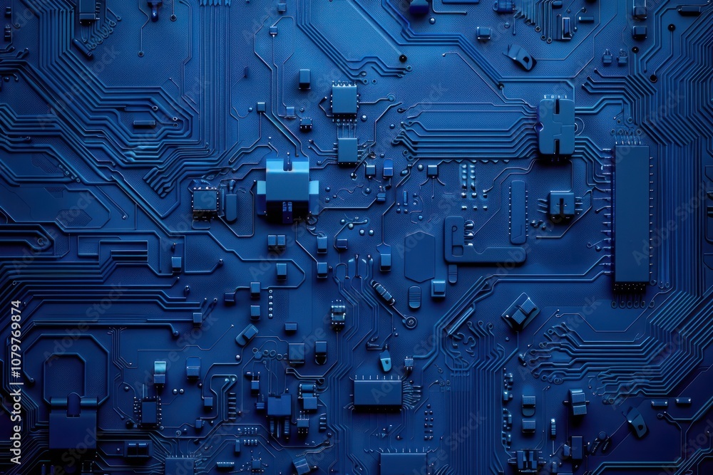 Poster abstract background using processor chip pattern from left to right and there is a space on the righ