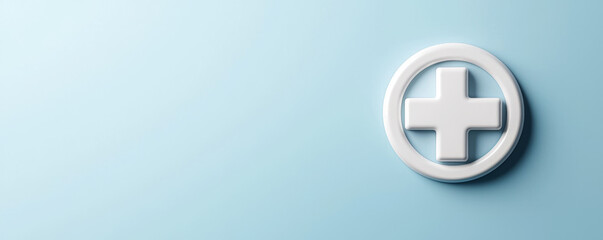 Obraz premium Medicare coverage concept. clean medical symbol on soft blue background evokes trust and care