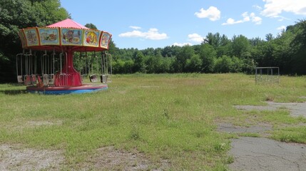 Abandoned Carousel in a Field