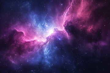 Obraz premium Acolorful space galaxy, cloud nebula, starry night cosmos, and supernova background in the field of science and astronomy.