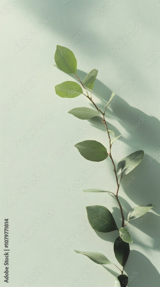 Poster lush green foliage with delicate texture and soft lighting for minimalist visual enjoyment