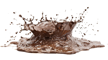 Mud splash on white transparent background