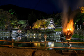 飛騨民俗村 飛騨の里 秋のライトアップ 岐阜県高山市