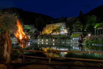 飛騨民俗村 飛騨の里 秋のライトアップ 岐阜県高山市