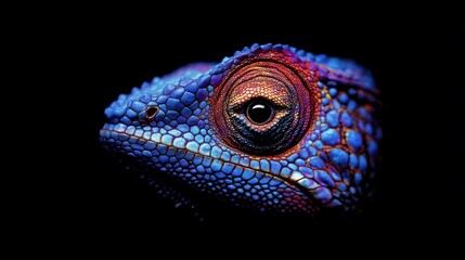 Fototapeta premium Close-up of a vibrant and colorful chameleon eye