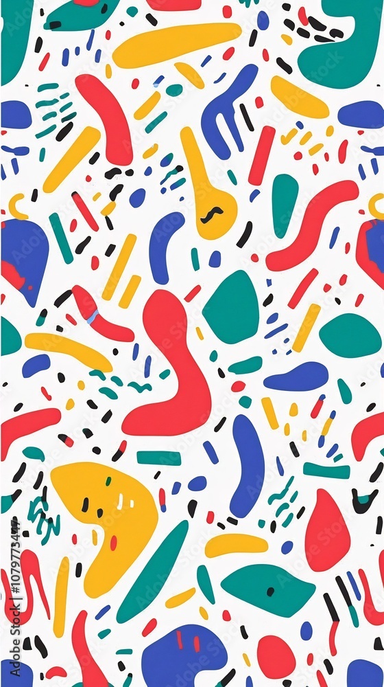 Poster vibrant textile inspired colorful abstract pattern with retro 80s graphics