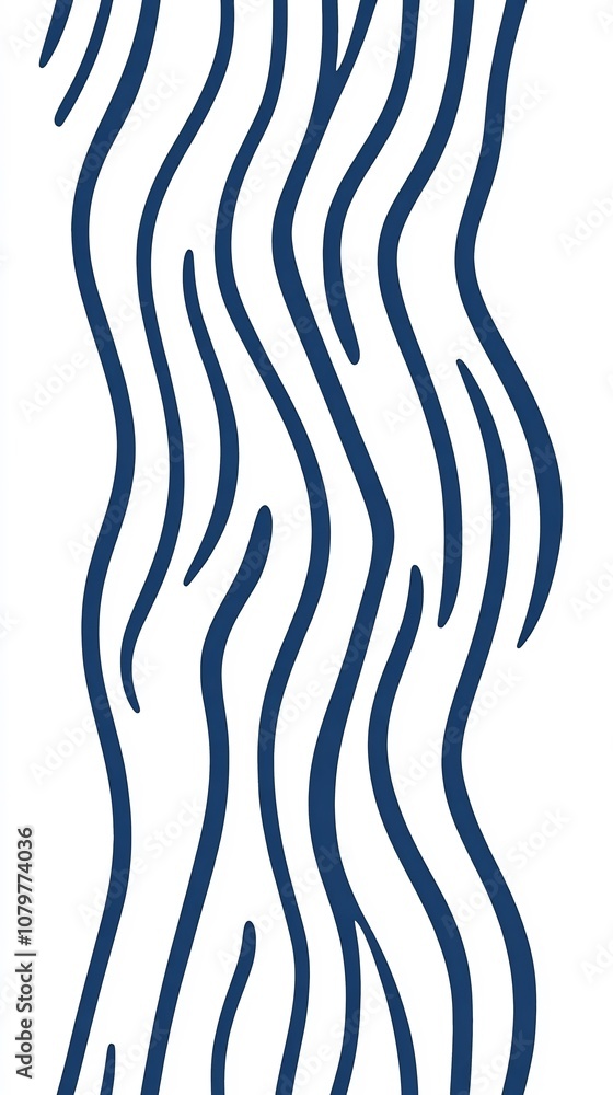 Poster blue and white minimalist scandinavian wavy stripe pattern with simple geometric shapes