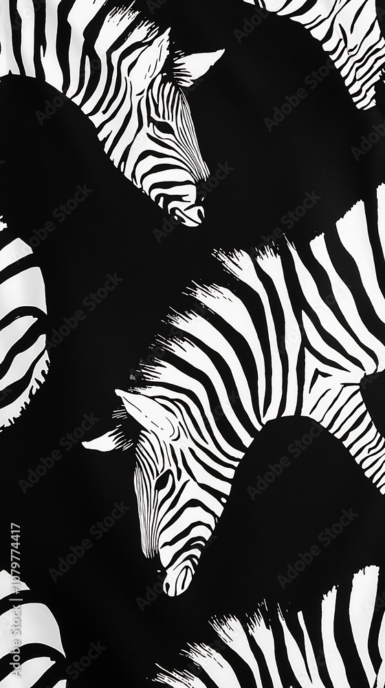 Poster clean abstract zebra pattern in black and white minimalist design