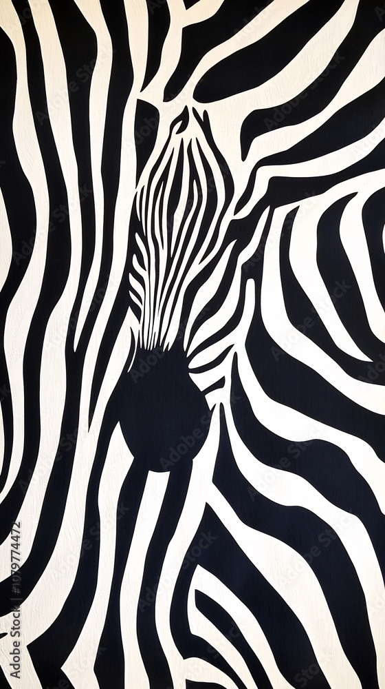 Poster clean abstract zebra pattern in black and white minimalist monochrome design