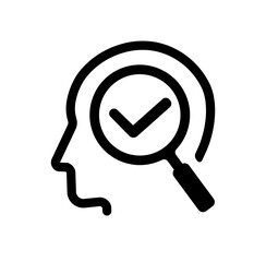 Human head and magnifying glass icon illustration