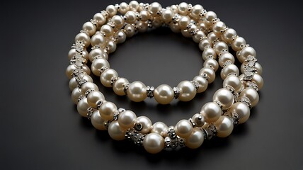 Necklace pattern of white pearls in a cascading arrangement, perfect for luxurious design applications