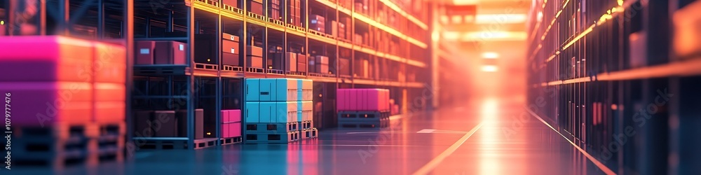 Poster efficient and streamlined inventory management system with futuristic digital warehouse analytics