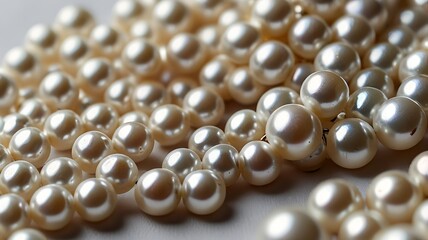 White pearls of varying sizes cascading in a graceful arc, perfect for pattern design and elegance