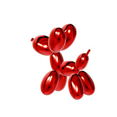 3D Balloon dog Retro Red and Black Aesthetic Design