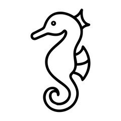 Naklejka premium Sea horse icon in minimalist black and white design for marine life and ocean concept