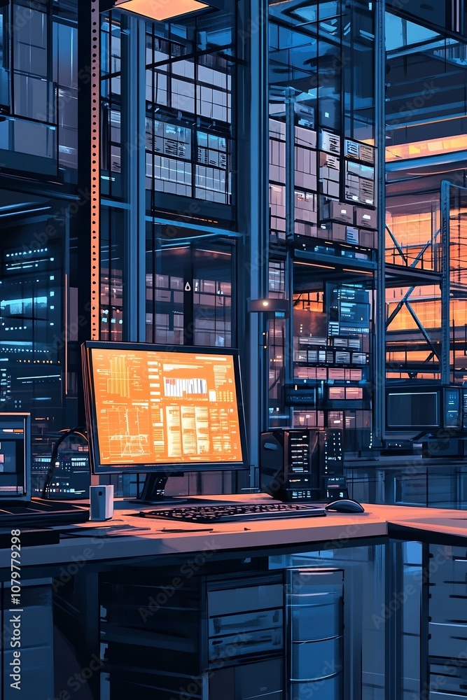 Poster cutting edge inventory control dashboard showcasing streamlined logistics workflows and automated