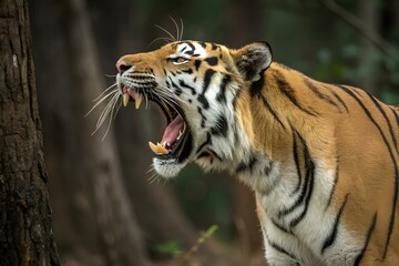 A big tiger is shown with its mouth wide open