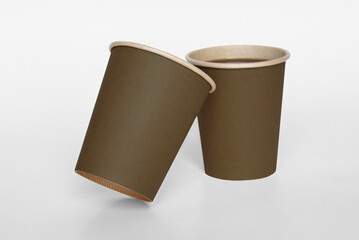 blank white brown paper plastic coffee cup mockup take away
