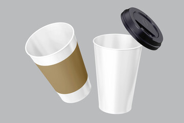 blank white brown paper plastic coffee cup mockup take away