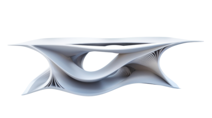 Minimalist coffee table on white transparent background