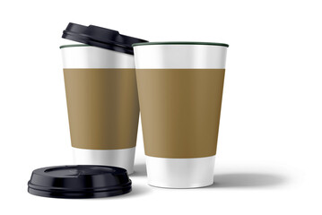 blank white brown paper plastic coffee cup mockup take away