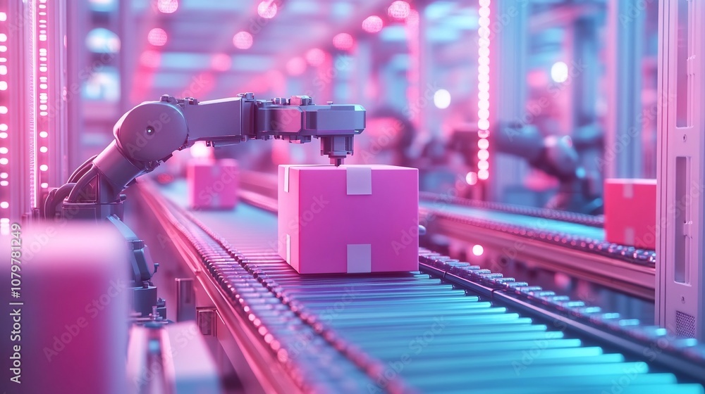 Poster intuitive robotic automation for efficient package fulfillment in modern cyberpunk inspired