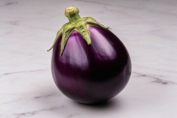 Fresh Purple Eggplant Isolated on White Background for Healthy Eating