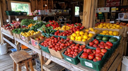Obraz premium Supporting sustainable agriculture locally grown produce in reusable containers farmers market fresh food eco-friendly community focus sustainability
