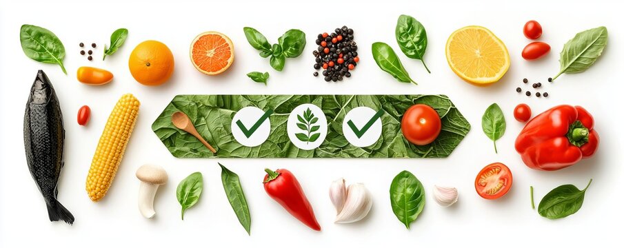 A vibrant assortment of fresh fruits, vegetables, and herbs showcasing healthy eating choices. Ideal for promoting nutrition and culinary arts.