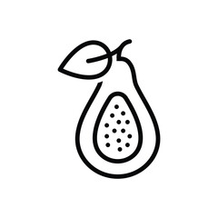Black line icon for guava