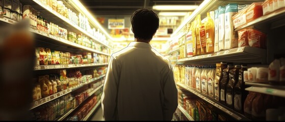 Fototapeta premium man browsing grocery store shelves